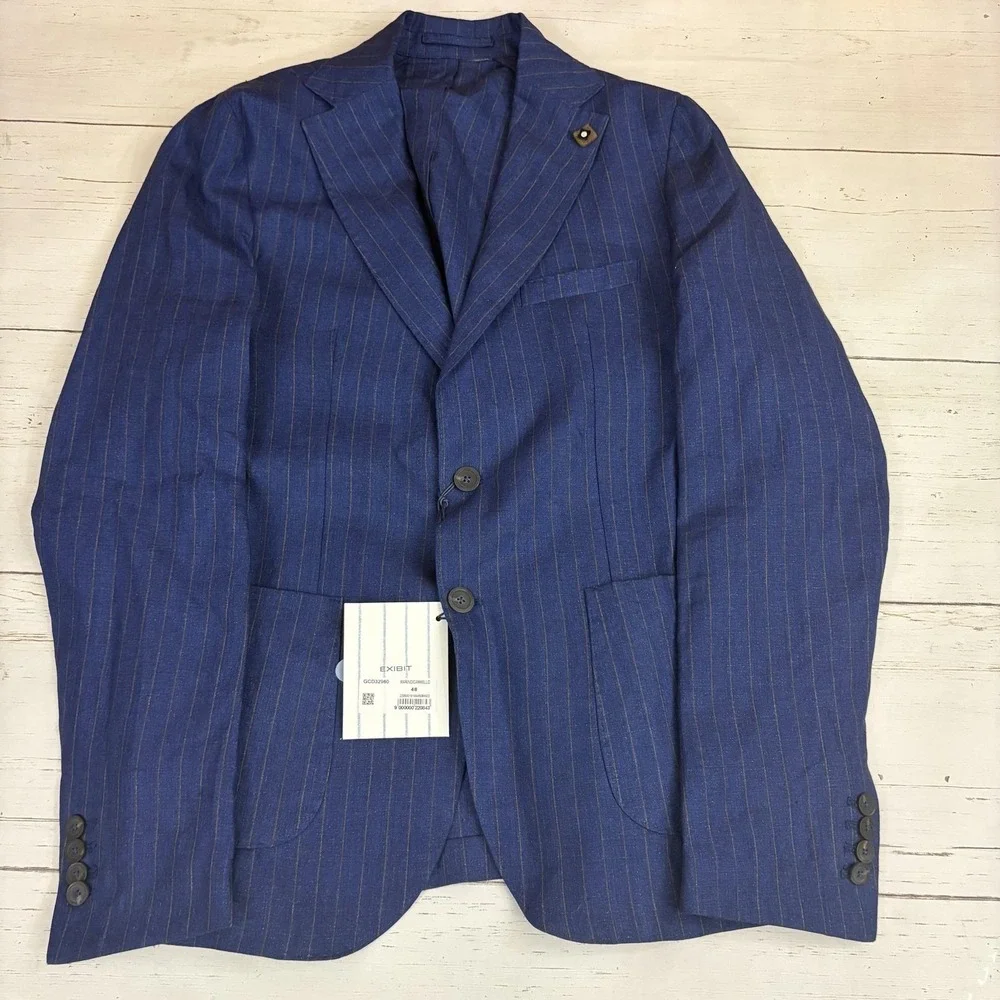 Italian Linen Suit Unstructured Surgeon Cuffs 38 Drawstring Pants Made Italy NWT